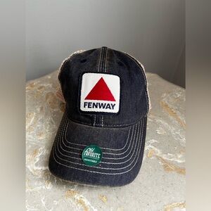 Fenway Dirty Water Legacy Beige Mesh Trucker Cap with Navy Front
